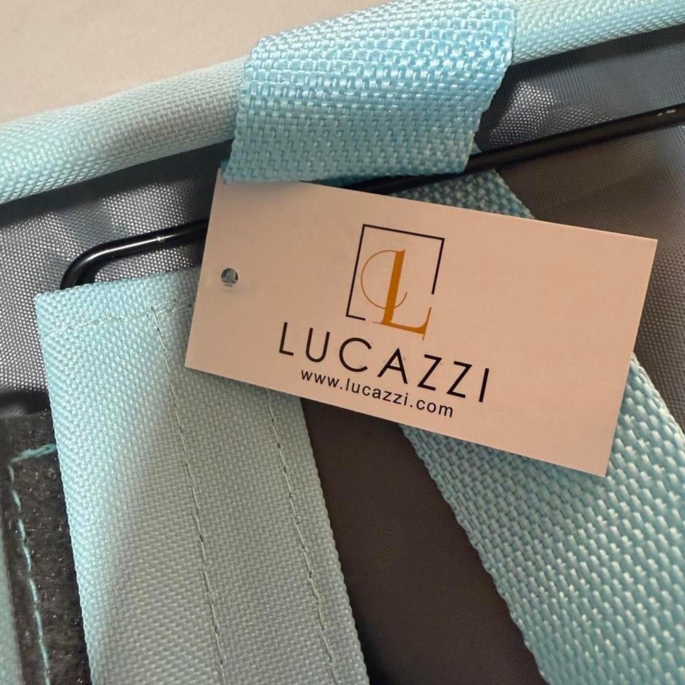 Lucazzi Light Blue Extra Large Utility Bag Mesh Pockets Collapsible Tote
